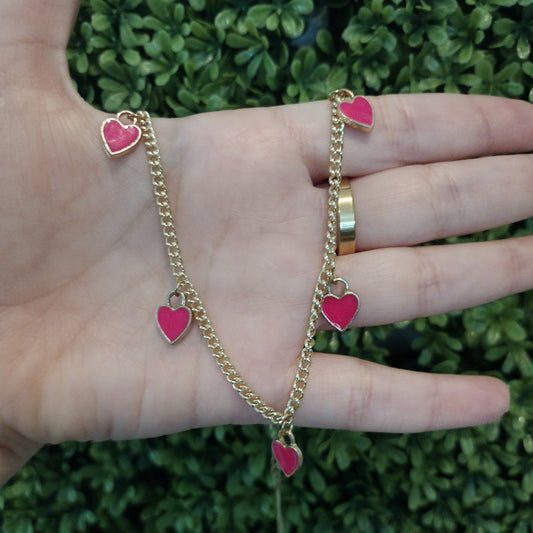 Collar De Corazones Rosas