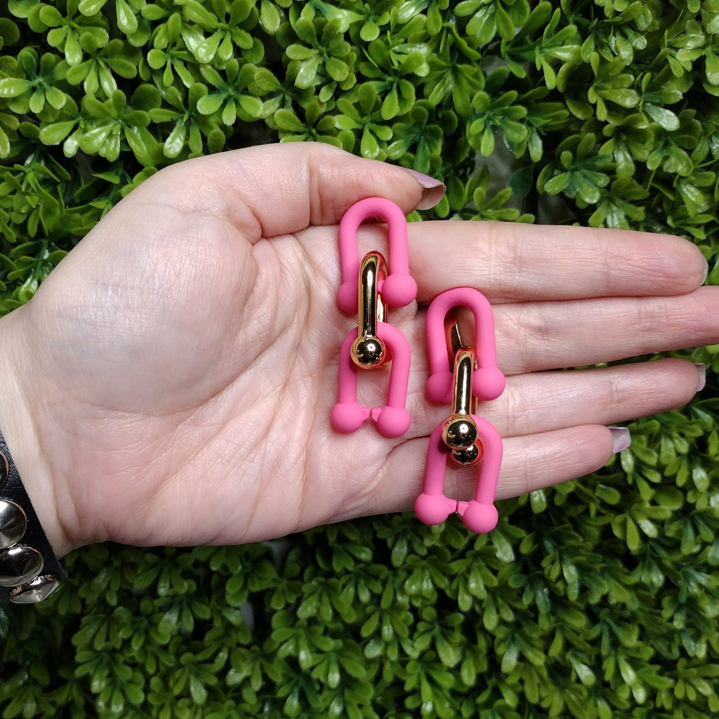 Aretes De Cadenas Rosas