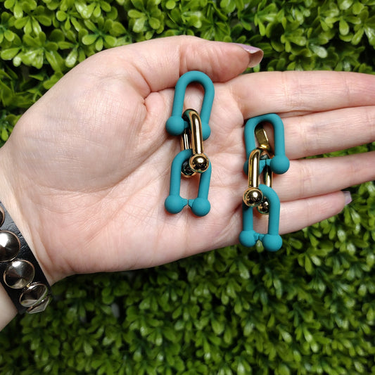 Aretes De Cadenas Azul Verdoso