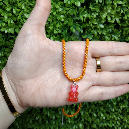 Collar De Osito De Gomita Naranja